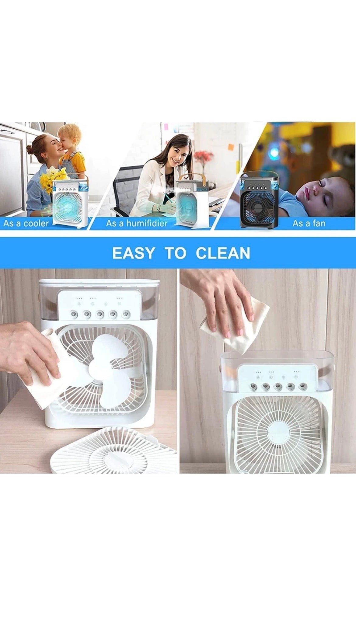 Portable Mini Air Cooler Fan – USB Rechargeable Personal AC for Summer ❄️
