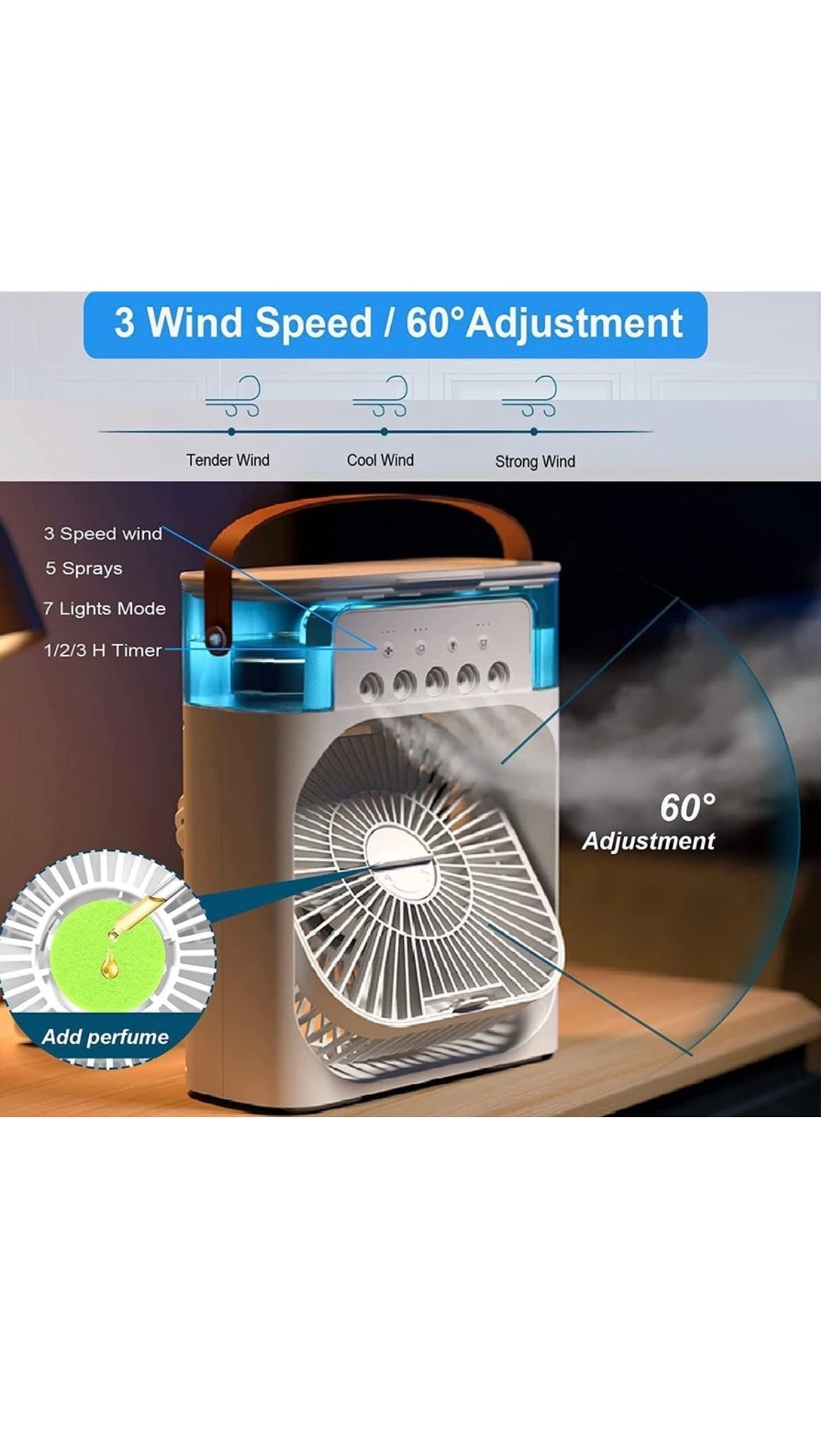 Portable Mini Air Cooler Fan – USB Rechargeable Personal AC for Summer ❄️
