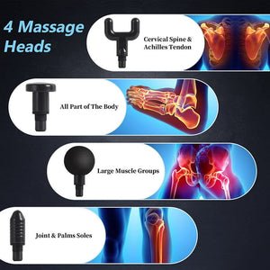 Mini Portable Deep Tissue Massage Gun – Rechargeable Muscle Relaxation Massager with 4 Heads