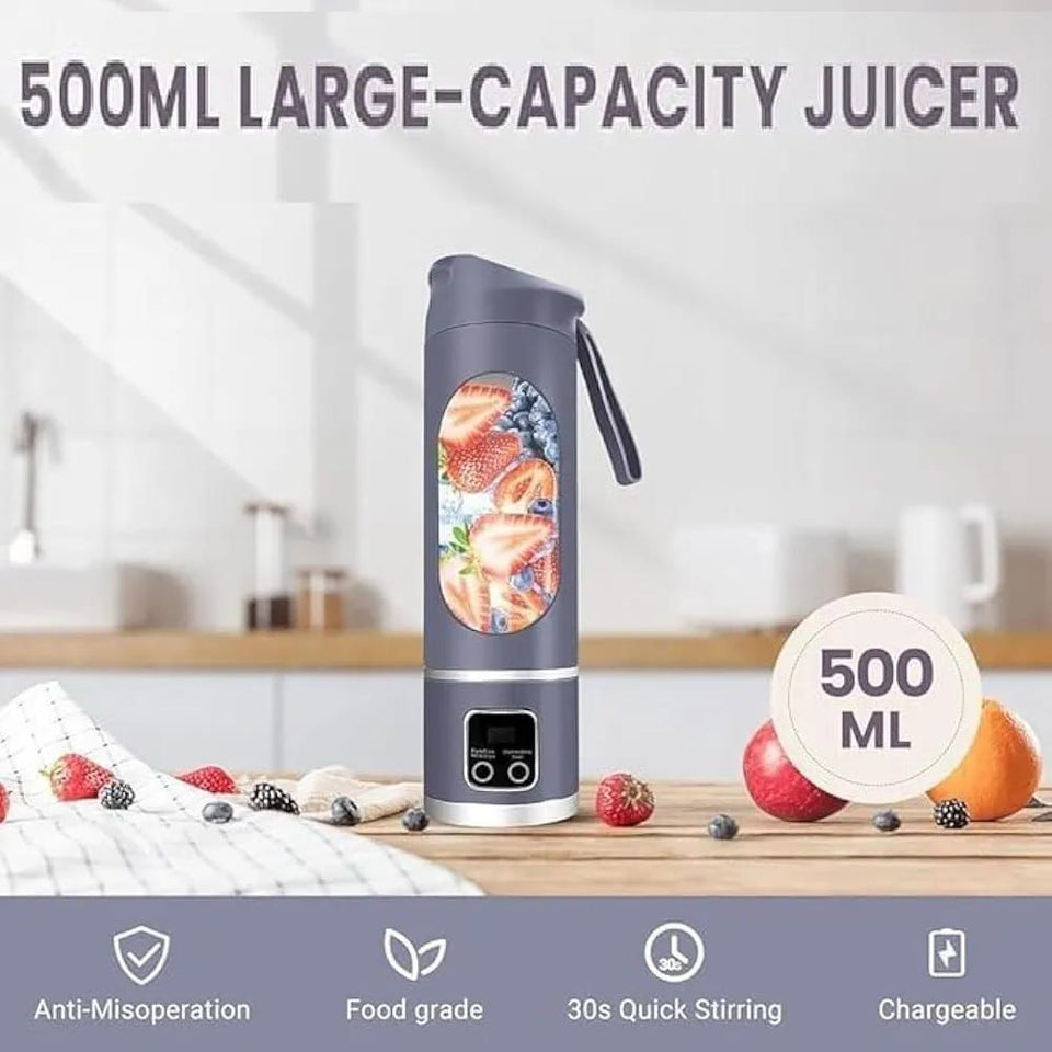 Portable Rechargeable Blender Bottle – 500ML USB Juicer Cup for Smoothies & Fresh Juice