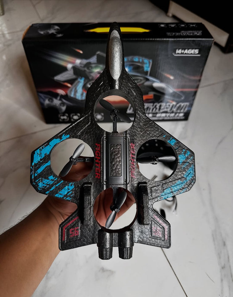 Remote Control Flying Fighter Drone Toy for Kids & Adults | 360° Stunt RC Aircraft with LED Lights