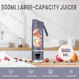 Portable Rechargeable Blender Bottle – 500ML USB Juicer Cup for Smoothies & Fresh Juice
