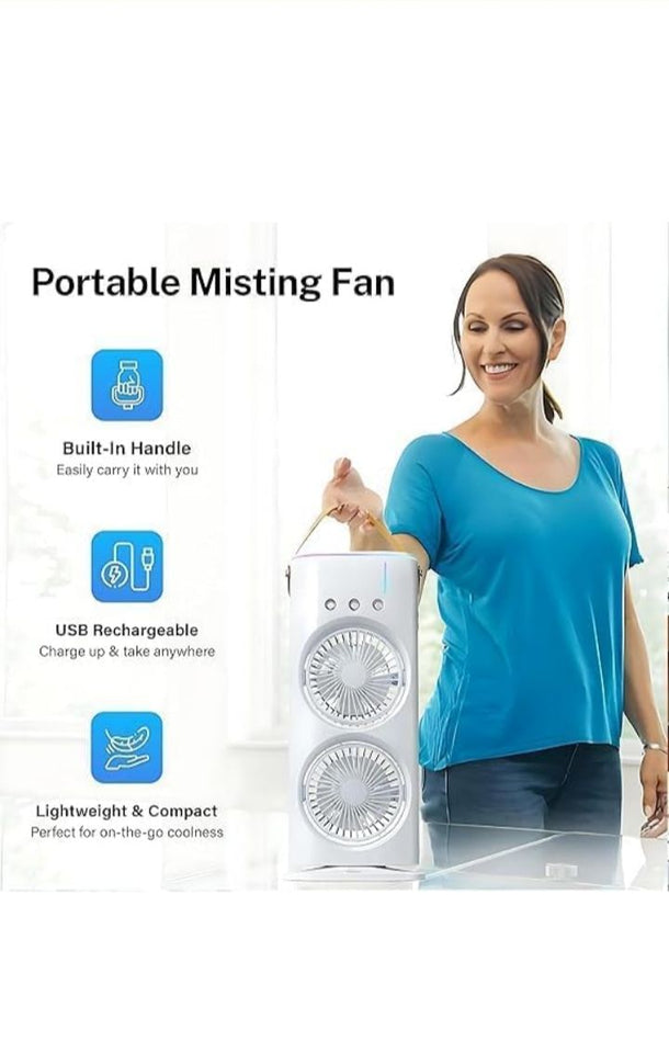 Portable Dual Mist Evaporative Air Cooler with LED Light & Remote Control
