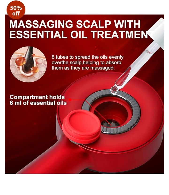 Rechargeable Electric Head Massager Oil Applicator – Scalp Relaxing Massage Comb for Hair Growth & Stress Relief
