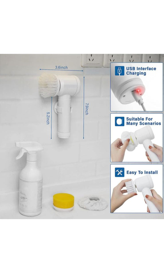 3-in-1 Rechargeable Electric Cleaning Brush – Waterproof Multi-Purpose Scrubber for Kitchen, Bathroom & Home Cleaning