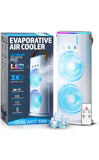 Portable Dual Mist Evaporative Air Cooler with LED Light & Remote Control